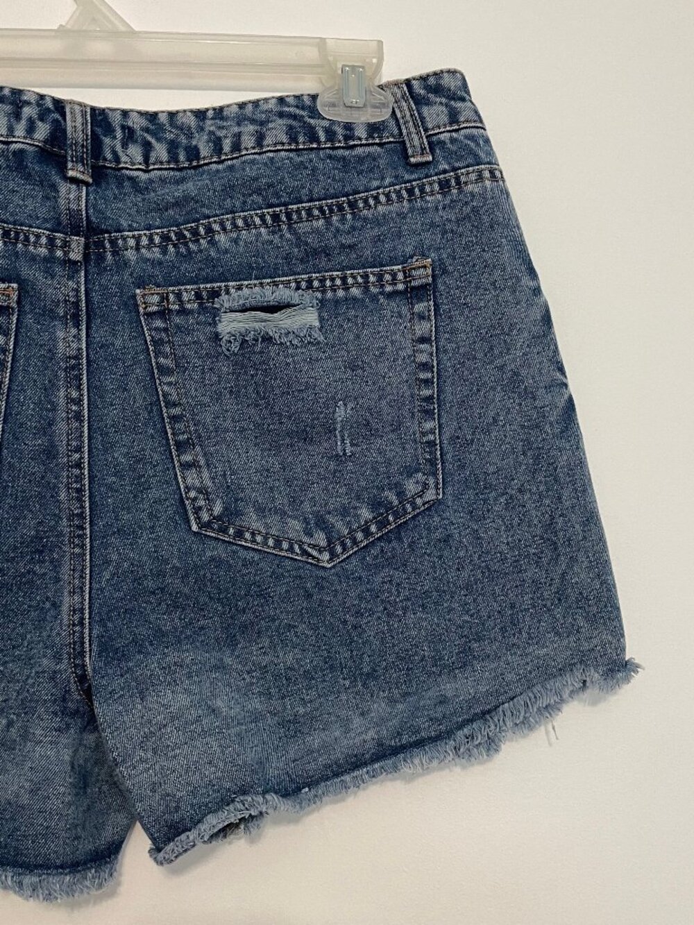 NEW NWT FASHION NOVA Last Chance Denim Shorts Dark Wash Ripped High Waisted 32 - Picture 16 of 16